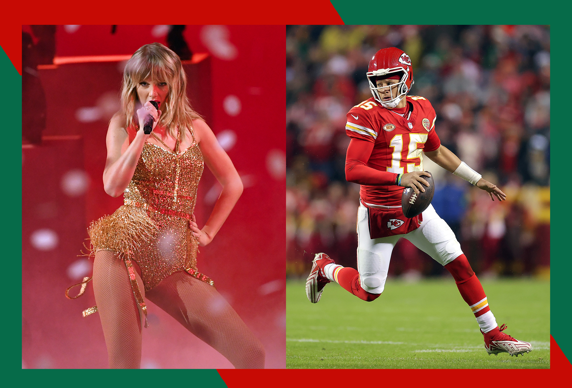 Last-minute tickets to see Taylor Swift (L) and Kansas City Chiefs quarterback Patrick Mahomes tickets make for great holiday gifts.