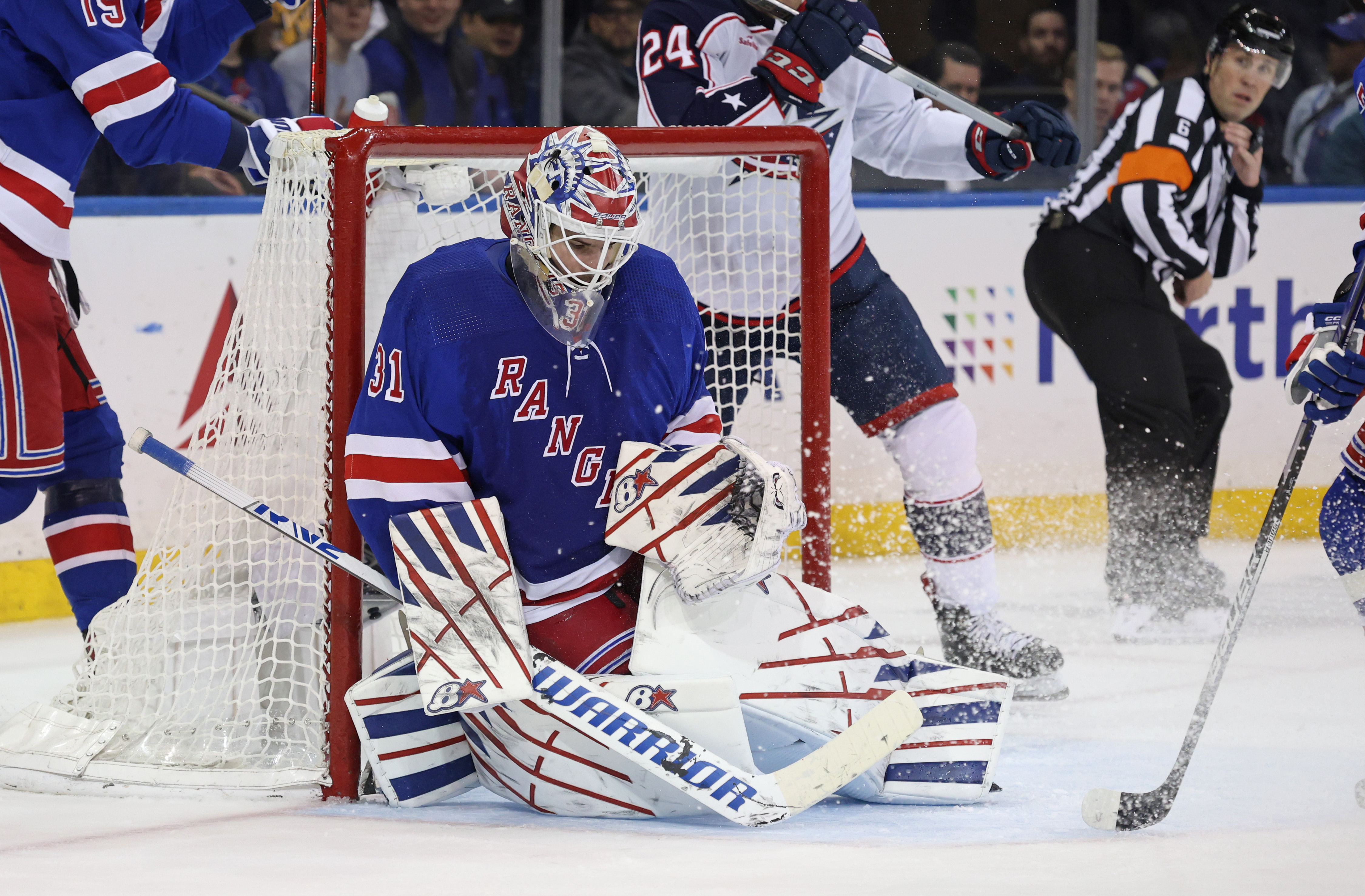 Igor Shesterkin, who picked up the victory in the Rangers' 4-1 win over the Blue Jackets, had a 7-0 record in February.