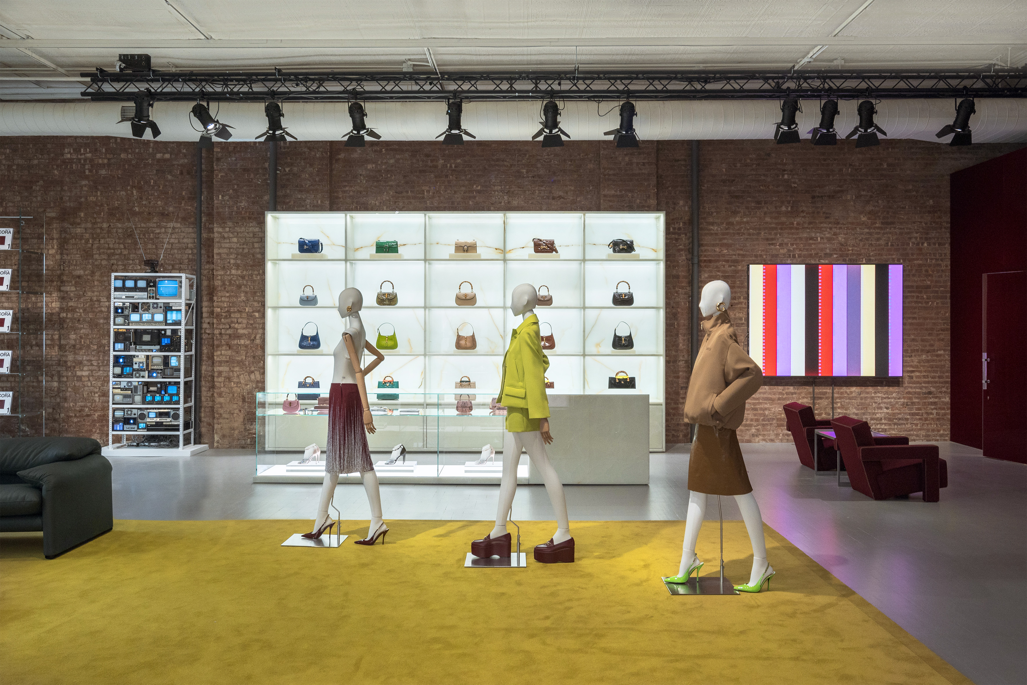 Image of the clothes on display at the renovated Gucci boutique