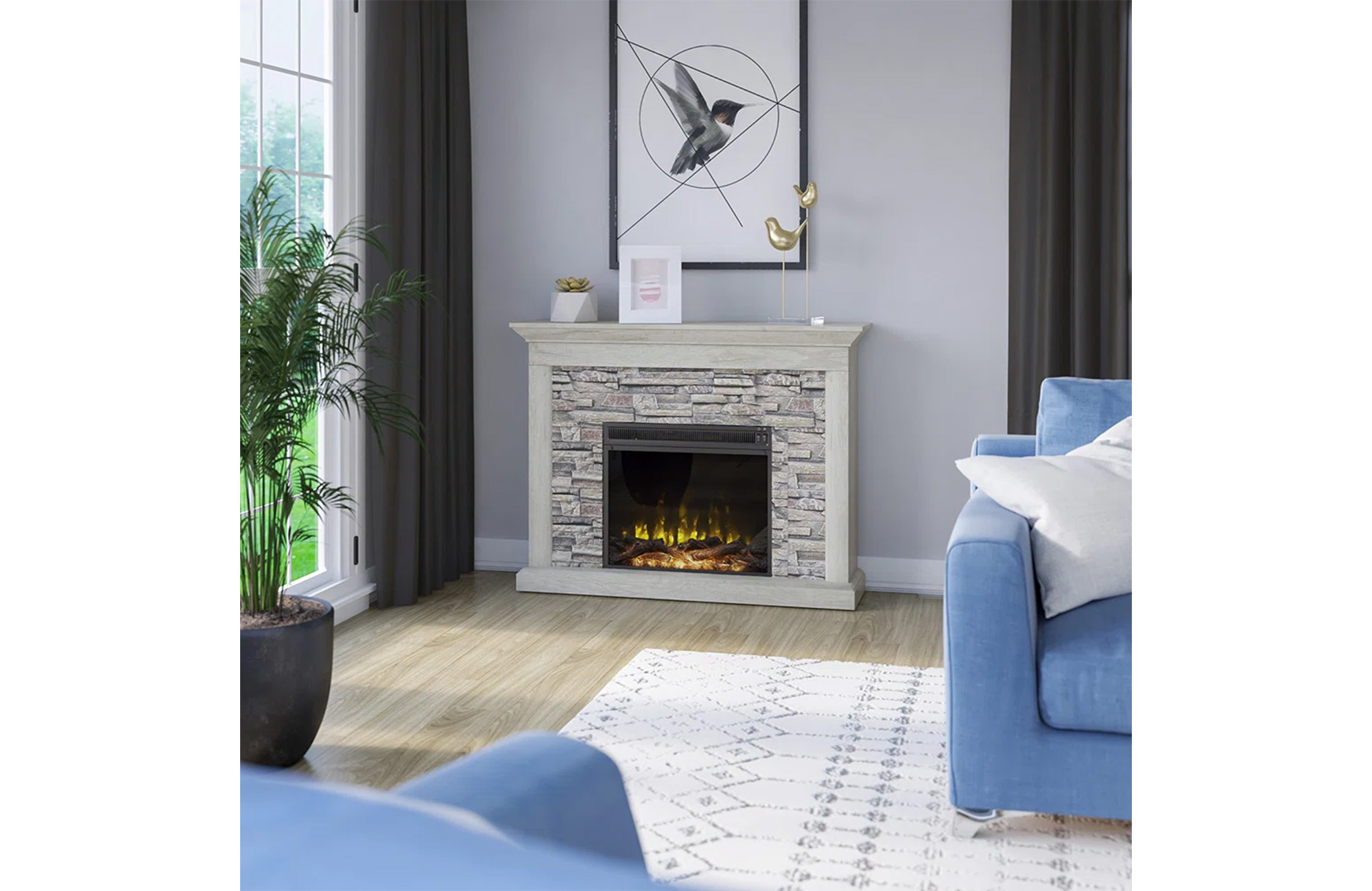 Electric Fireplace Mantel Package in Weathered Gray