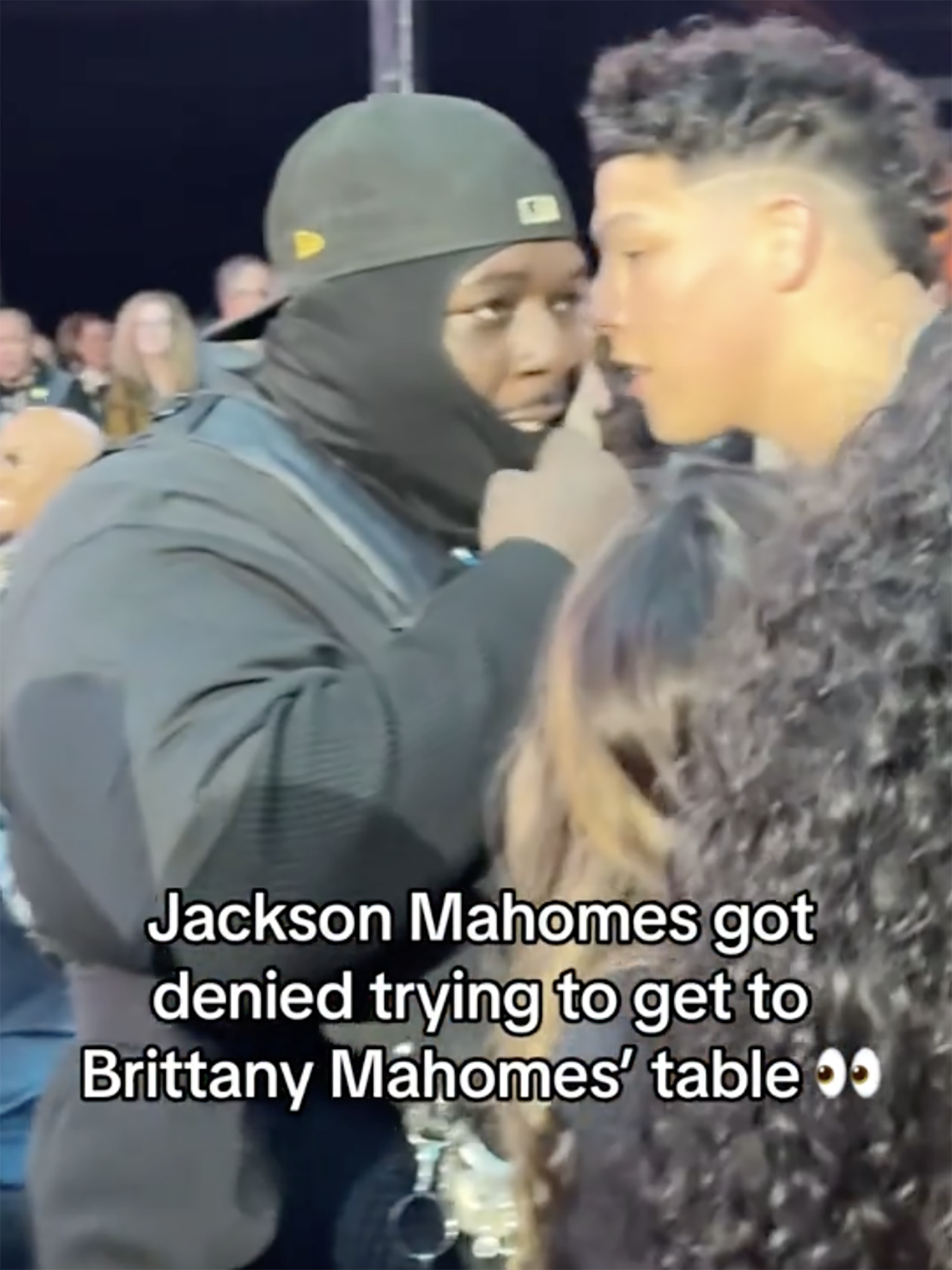 Jackson Mahomes tries getting into VIP area
