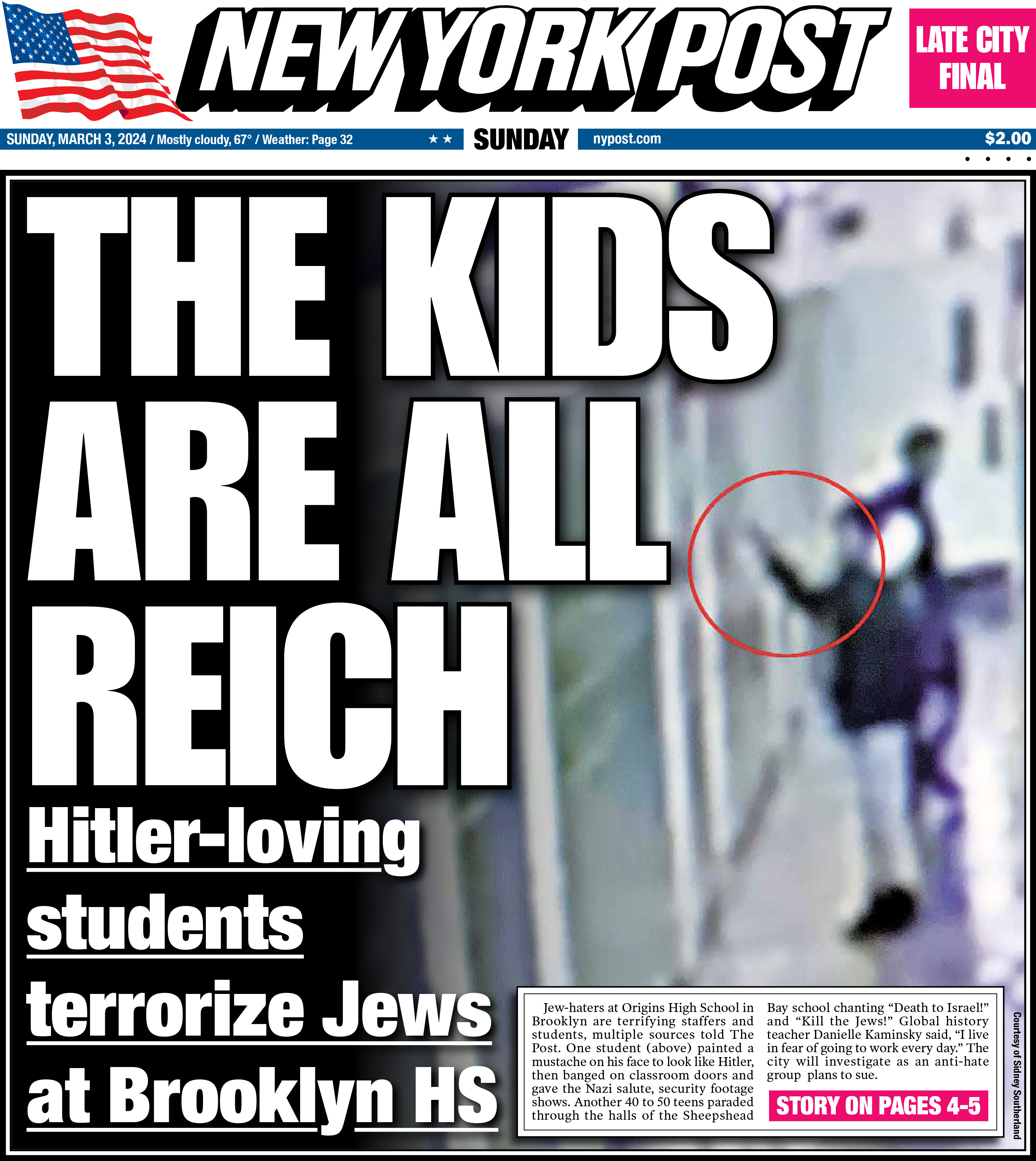 March 3, 2024 New York Post Front Cover