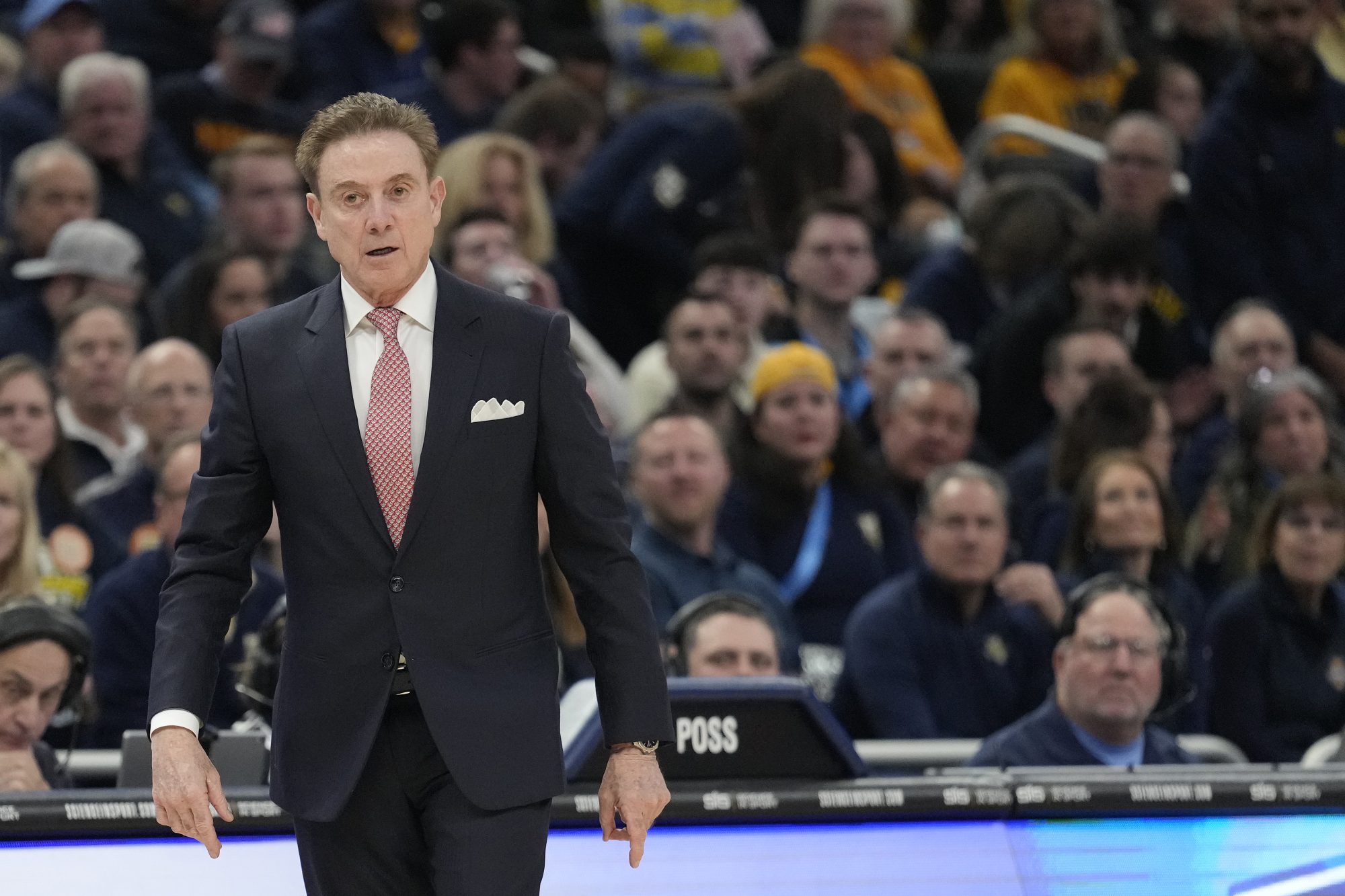 Head coach Rick Pitino of the St. John's Red Storm reacts during the first half against the Marquette Golden Eagles.
