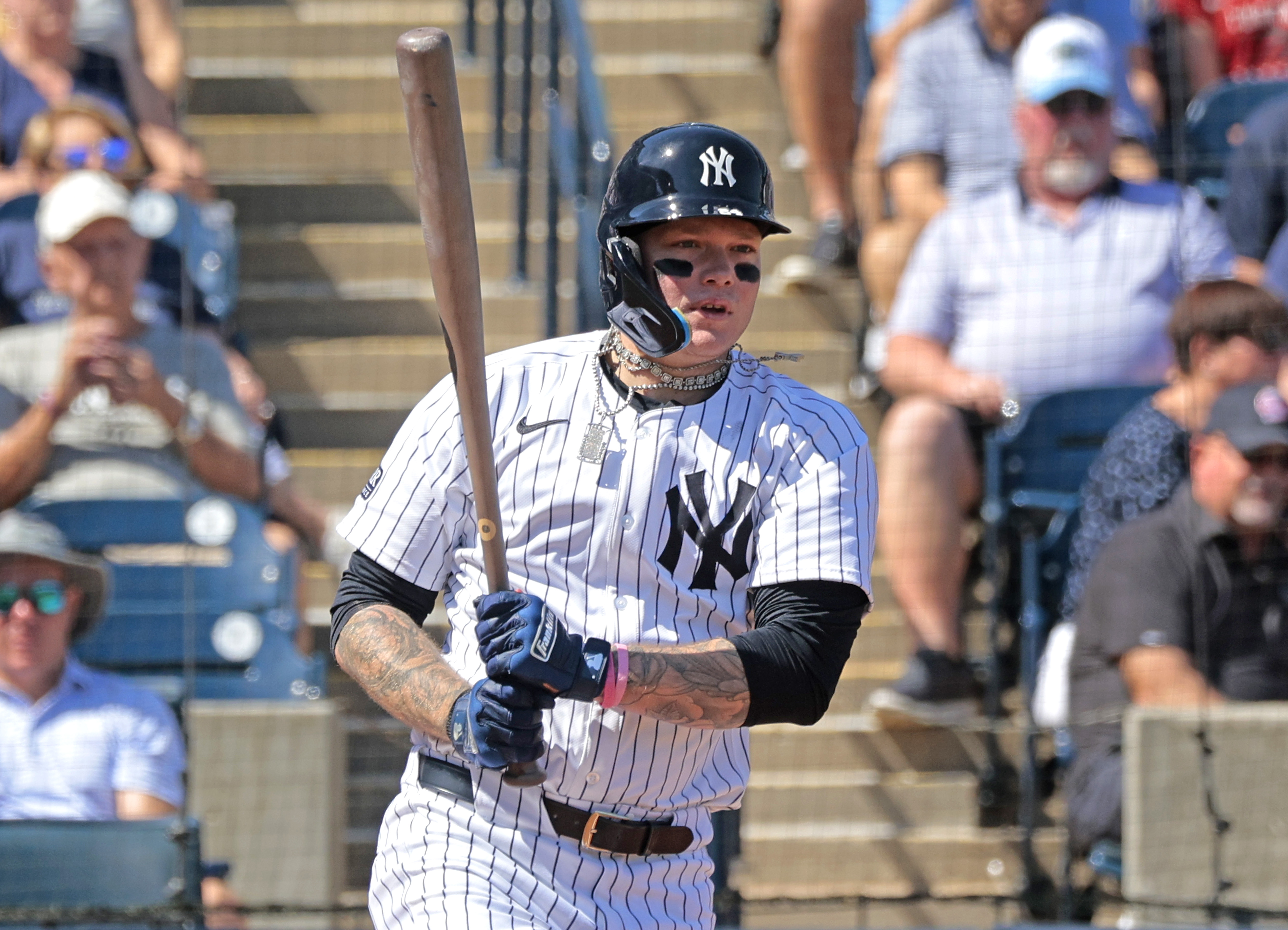 Alex Verdugo was scratched from Sunday's Yankees game after getting hit in the leg by a pitch on Saturday.